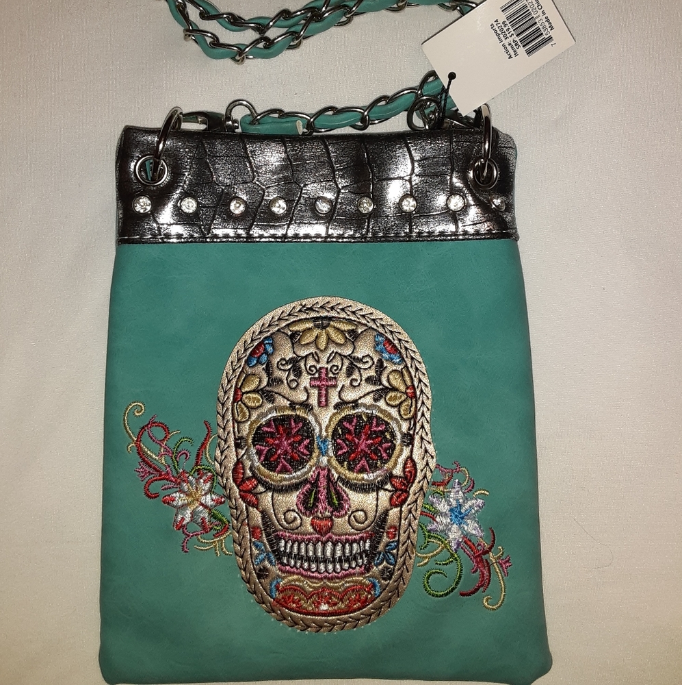 Small crossbody sugar skull bag